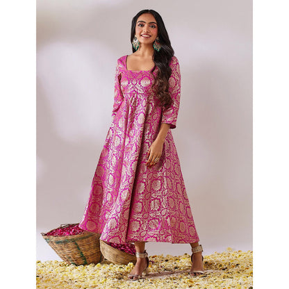 Gulaal Lalita Pink Banarasi Jaal Maxi Dress
