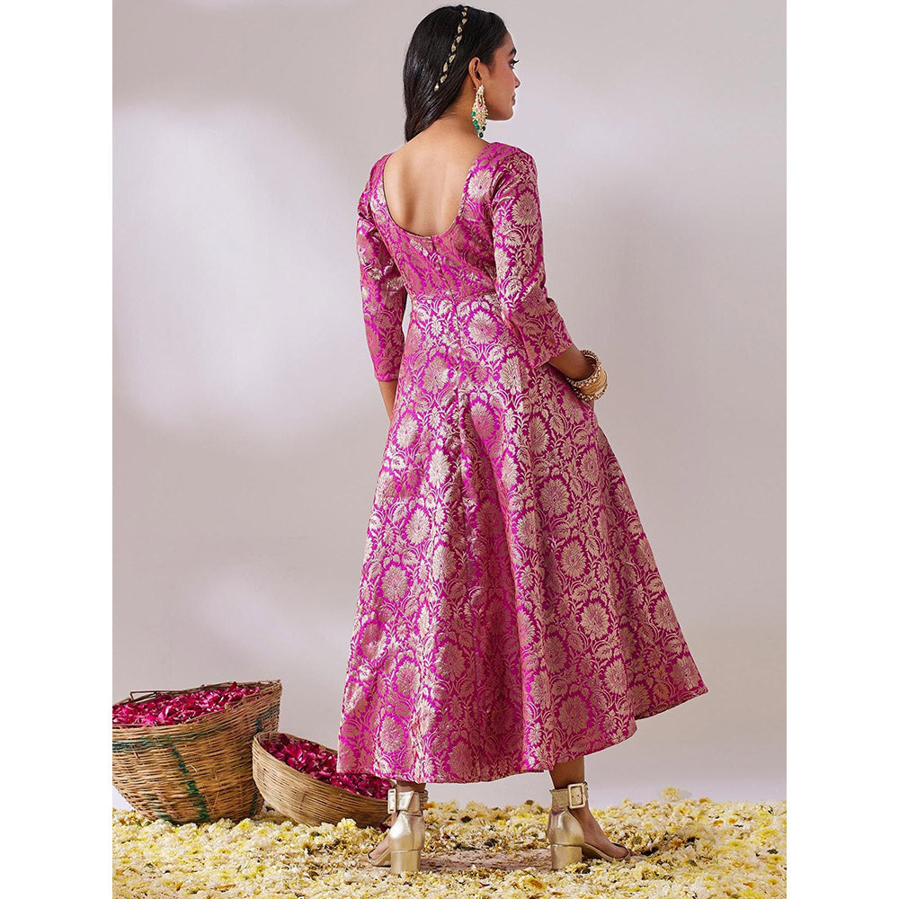 Gulaal Lalita Pink Banarasi Jaal Maxi Dress