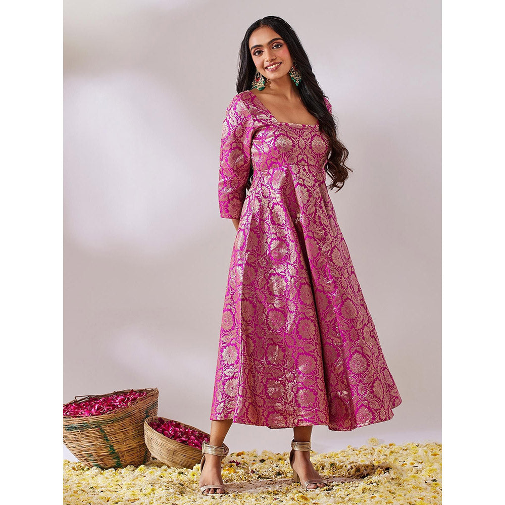 Gulaal Lalita Pink Banarasi Jaal Maxi Dress