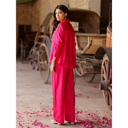 Gulaal Hot Pink Evil Eye Embroidered Co-Ord (Set of 2)