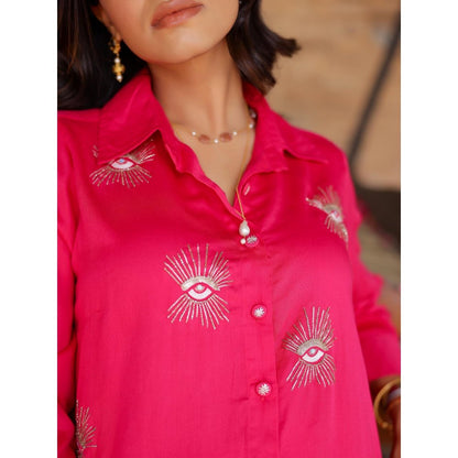 Gulaal Hot Pink Evil Eye Embroidered Co-Ord (Set of 2)