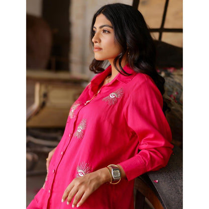 Gulaal Hot Pink Evil Eye Embroidered Co-Ord (Set of 2)