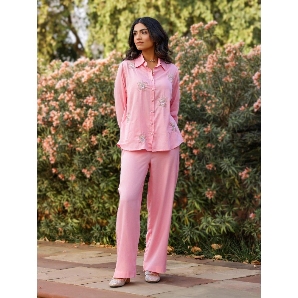 Gulaal Pink Evil Eye Embroidered Co-Ord (Set of 2)