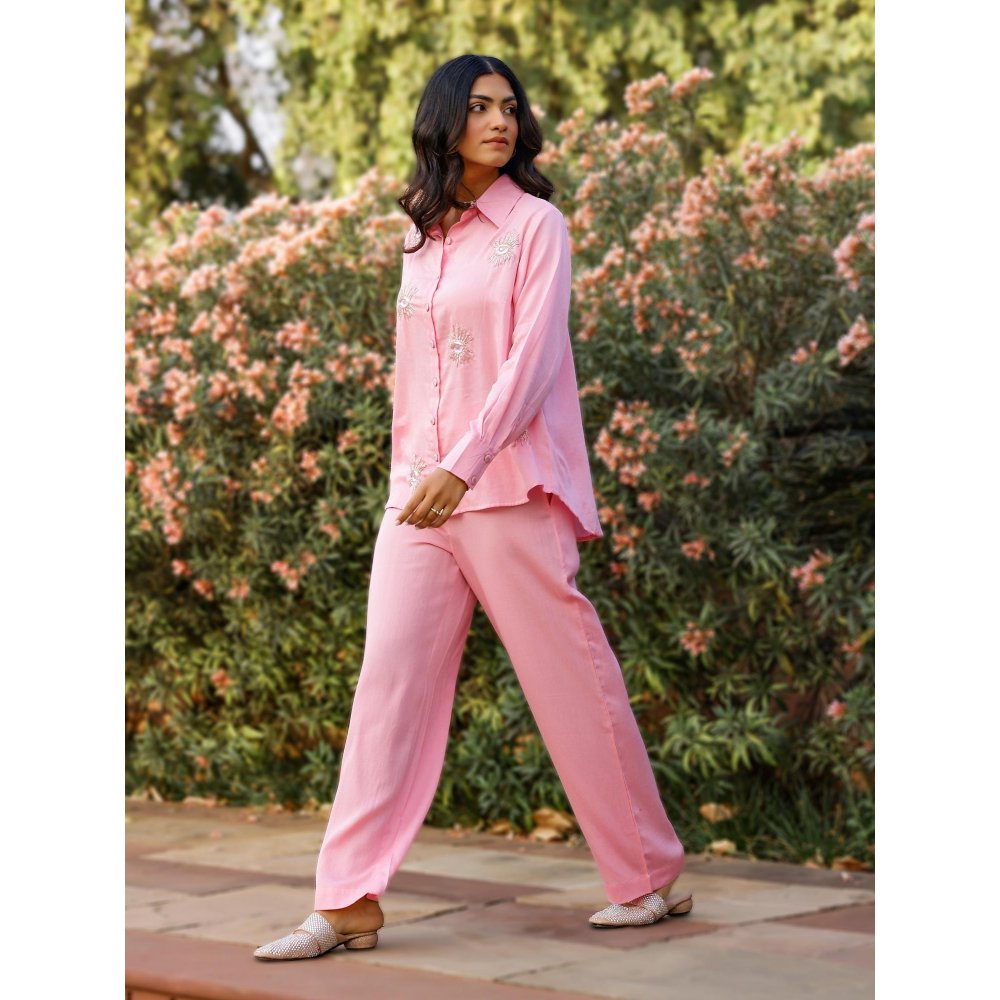 Gulaal Pink Evil Eye Embroidered Co-Ord (Set of 2)