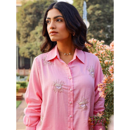 Gulaal Pink Evil Eye Embroidered Co-Ord (Set of 2)