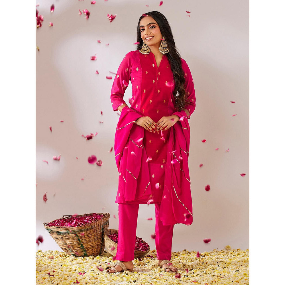 Gulaal Kedar Banarasi Pink Kurta with Pant and Dupatta (Set of 3)