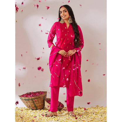 Gulaal Kedar Banarasi Pink Kurta with Pant and Dupatta (Set of 3)