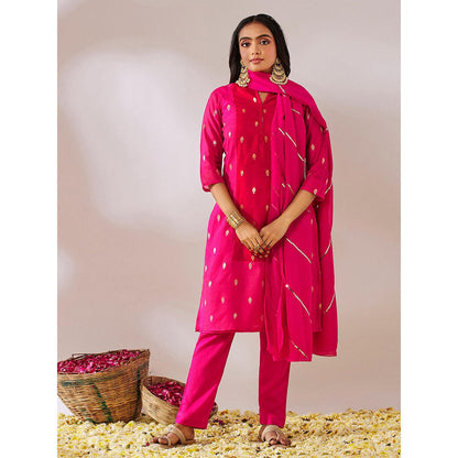 Gulaal Kedar Banarasi Pink Kurta with Pant and Dupatta (Set of 3)