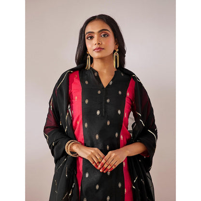 Gulaal Kedar Banarasi Red Black Kurta with Pant and Dupatta (Set of 3)