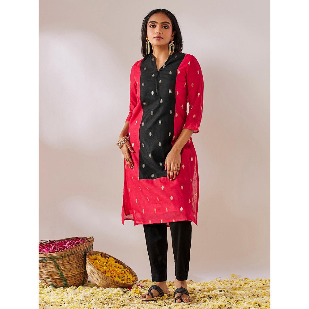 Gulaal Kedar Banarasi Red Black Kurta with Pant and Dupatta (Set of 3)
