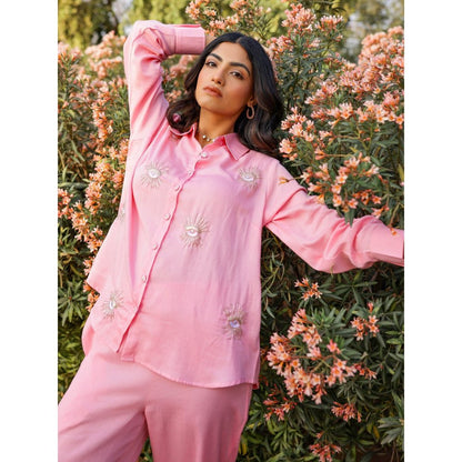 Gulaal Pink Evil Eye Embroidered Shirt