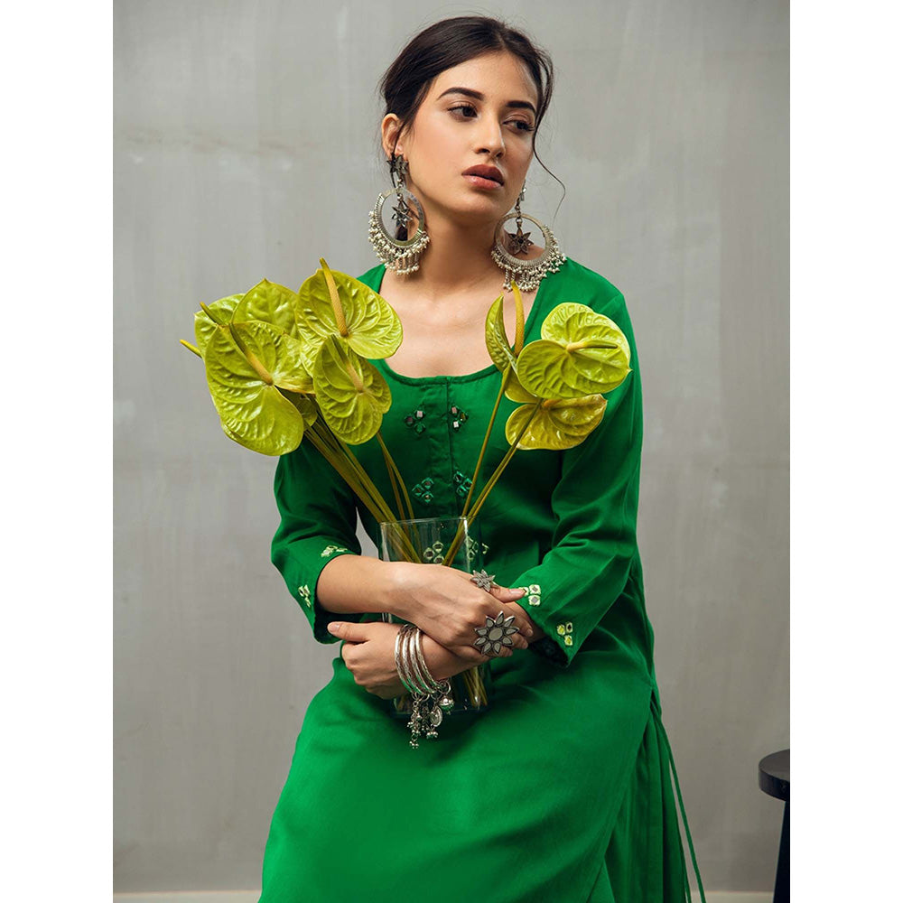 Gulaal Green Sumadhya Kurta with Skirt and Dupatta (Set of 3)