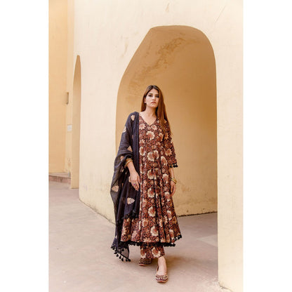 Gulabo Jaipur Acacia Black Anarkali Kurta with Pants & Dupatta (Set of 3)
