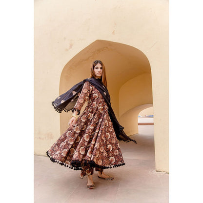 Gulabo Jaipur Acacia Black Anarkali Kurta with Pants & Dupatta (Set of 3)