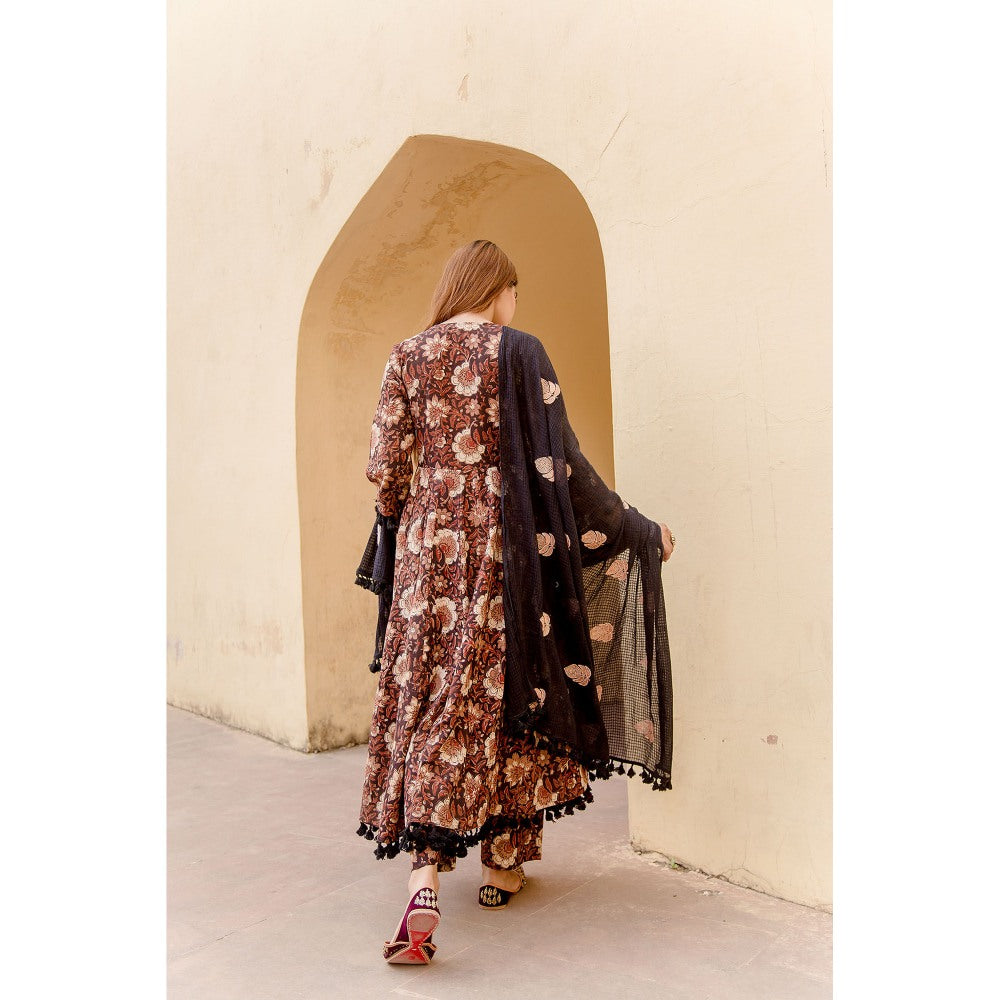Gulabo Jaipur Acacia Black Anarkali Kurta with Pants & Dupatta (Set of 3)