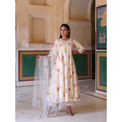 Gulabo Jaipur Deepika Anarkali Kurta with Pants & Dupatta (Set of 3)