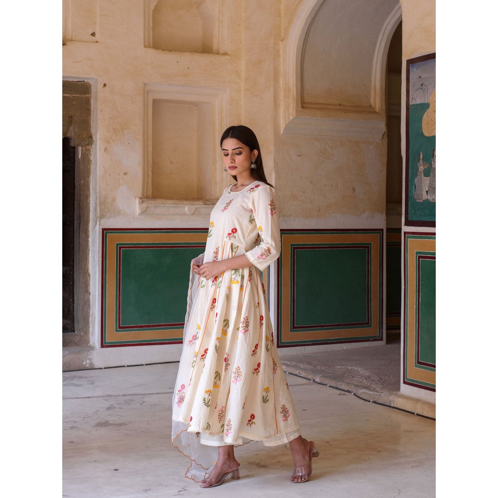 Gulabo Jaipur Deepika Anarkali Kurta with Pants & Dupatta (Set of 3)