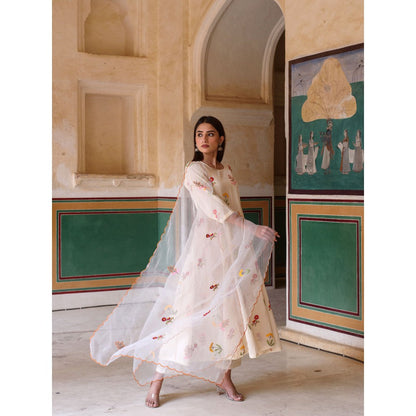 Gulabo Jaipur Deepika Anarkali Kurta with Pants & Dupatta (Set of 3)