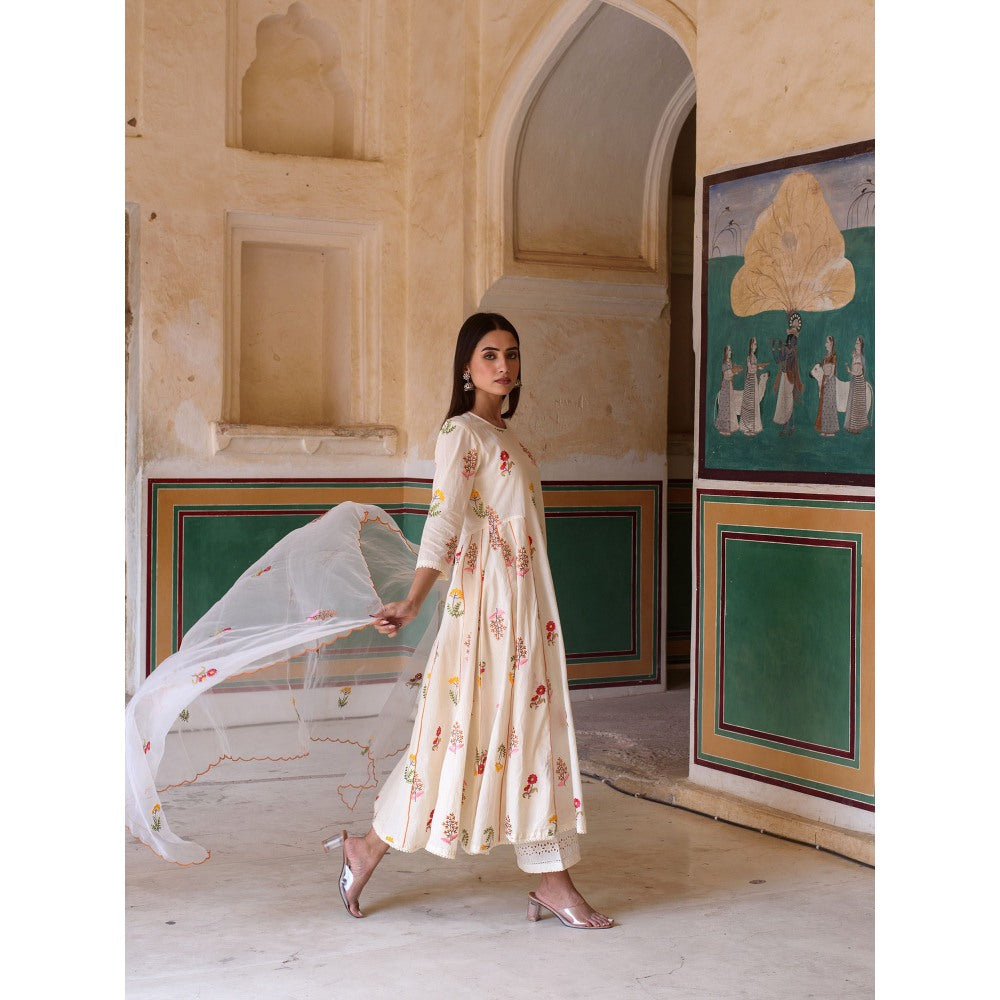 Gulabo Jaipur Deepika Anarkali Kurta with Pants & Dupatta (Set of 3)