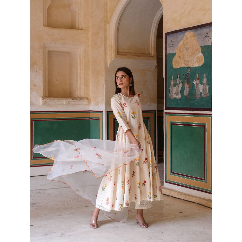 Gulabo Jaipur Deepika Anarkali Kurta with Pants & Dupatta (Set of 3)