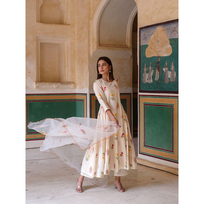 Gulabo Jaipur Deepika Anarkali Kurta with Pants & Dupatta (Set of 3)