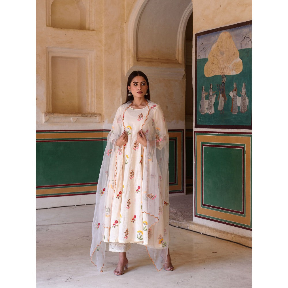Gulabo Jaipur Deepika Anarkali Kurta with Pants & Dupatta (Set of 3)