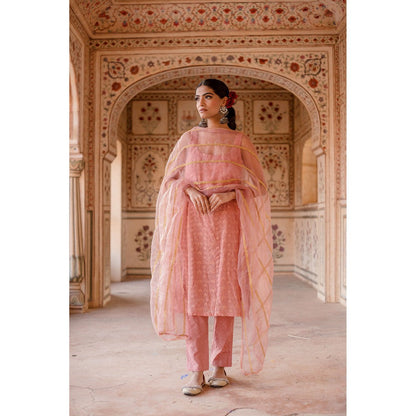 Gulabo Jaipur Imrat Cut Sleeves Pink Straight Kurta with Pants & Dupatta (Set of 3)