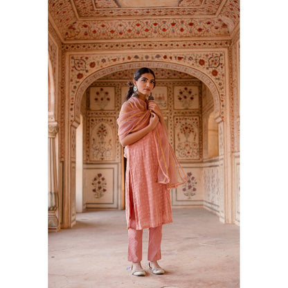Gulabo Jaipur Imrat Cut Sleeves Pink Straight Kurta with Pants & Dupatta (Set of 3)