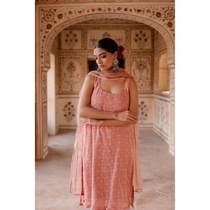 Gulabo Jaipur Imrat Cut Sleeves Pink Straight Kurta with Pants & Dupatta (Set of 3)