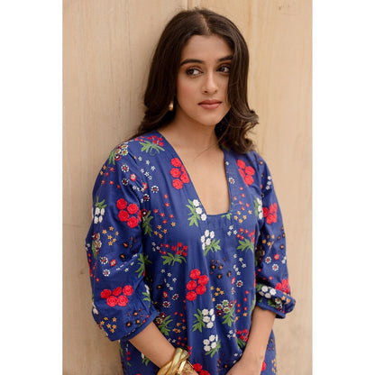 Gulabo Jaipur Garden Blue Kurta with Pants (Set of 2)