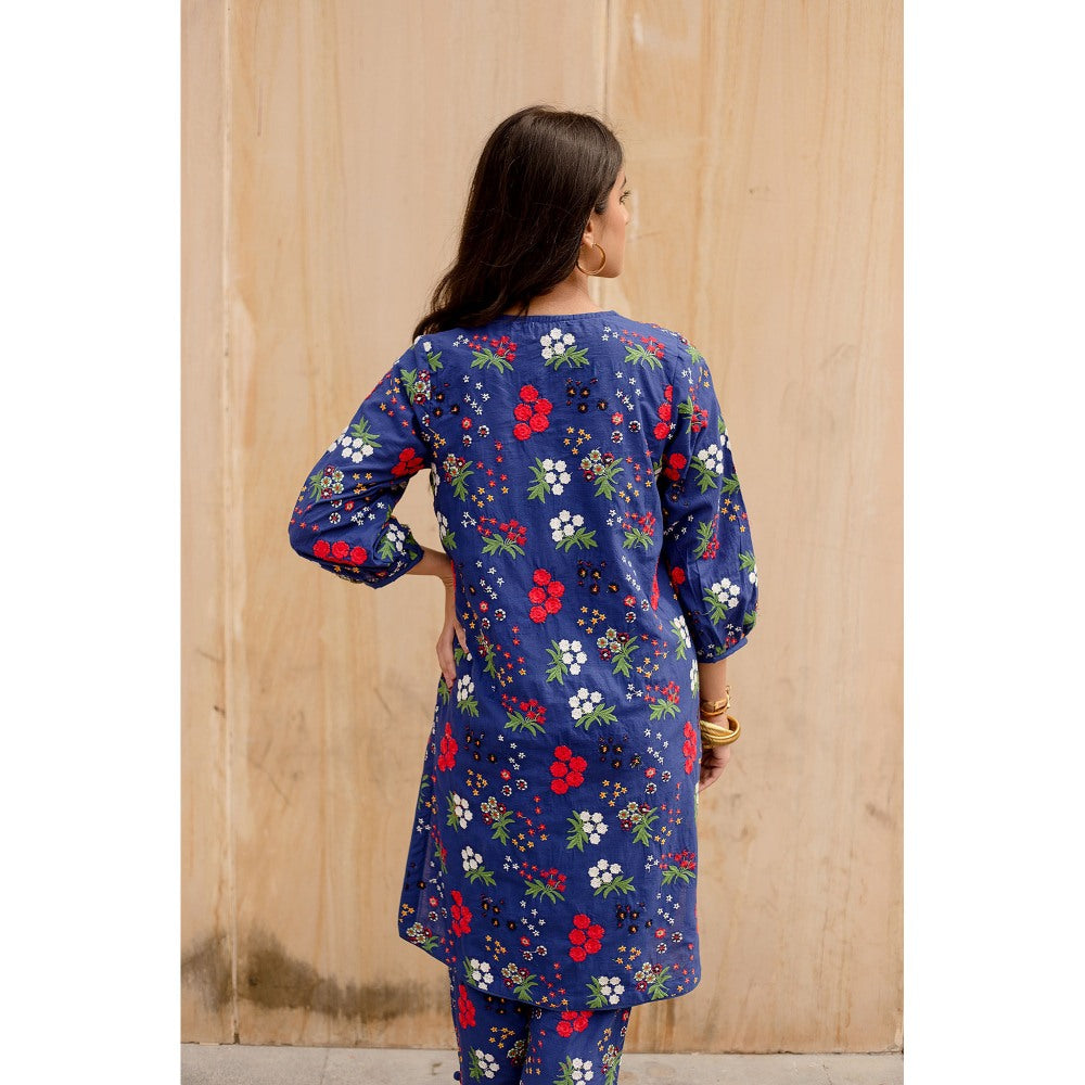 Gulabo Jaipur Garden Blue Kurta with Pants (Set of 2)