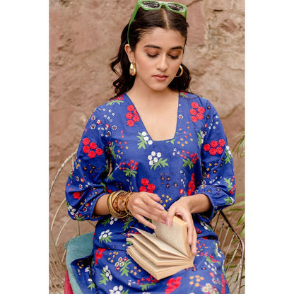 Gulabo Jaipur Garden Blue Kurta with Pants (Set of 2)