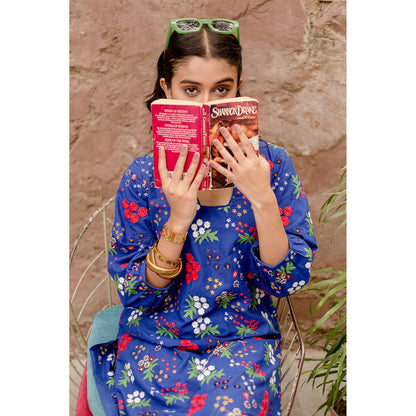 Gulabo Jaipur Garden Blue Kurta with Pants (Set of 2)