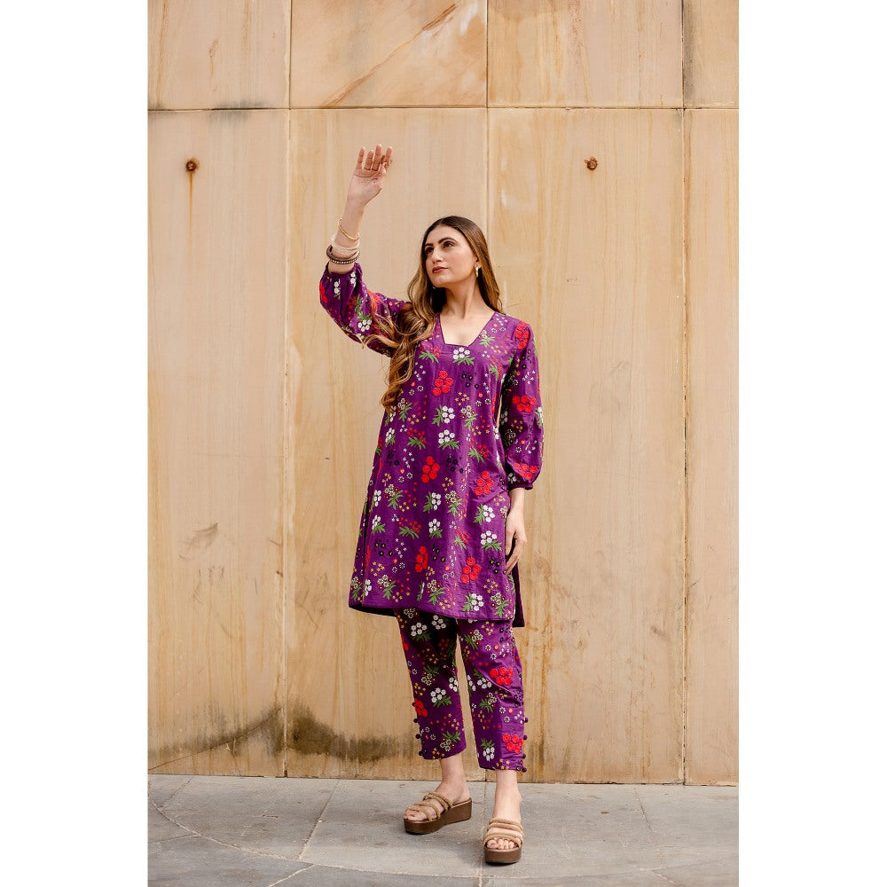 Gulabo Jaipur Garden Purple Kurta with Pants (Set of 2)