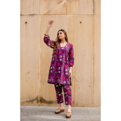 Gulabo Jaipur Garden Purple Kurta with Pants (Set of 2)