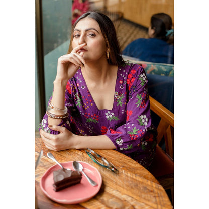 Gulabo Jaipur Garden Purple Kurta with Pants (Set of 2)