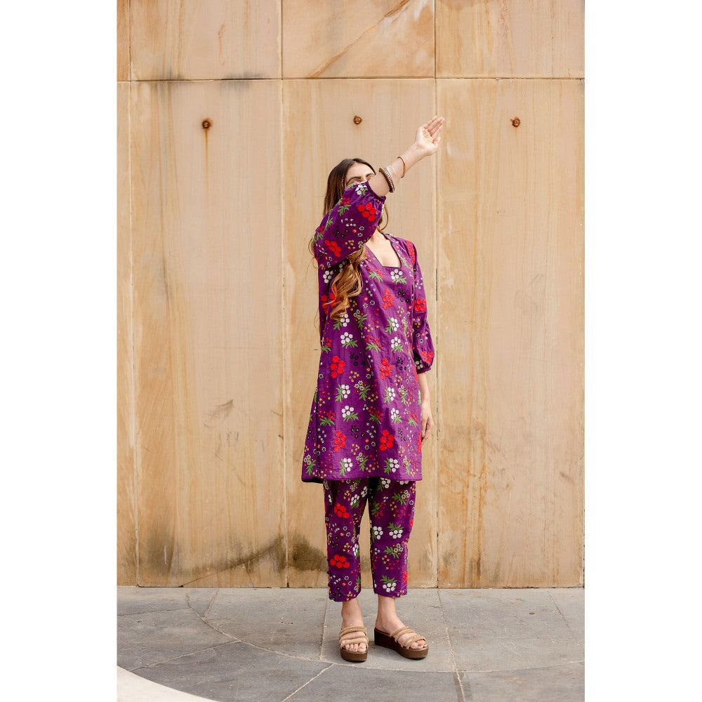 Gulabo Jaipur Garden Purple Kurta with Pants (Set of 2)