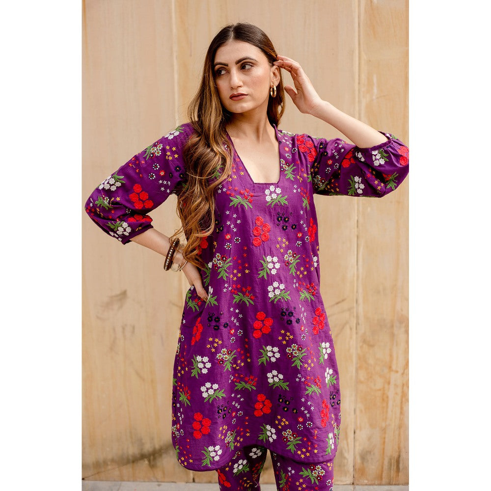 Gulabo Jaipur Garden Purple Kurta with Pants (Set of 2)