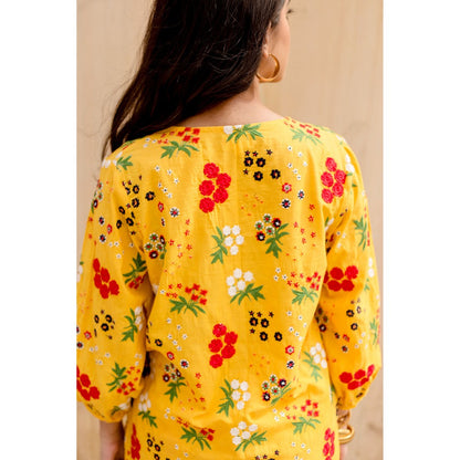 Gulabo Jaipur Garden Yellow Kurta with Pants (Set of 2)