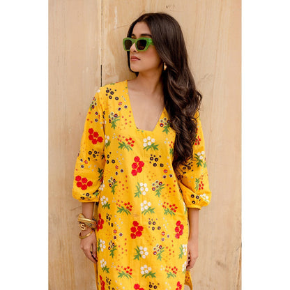 Gulabo Jaipur Garden Yellow Kurta with Pants (Set of 2)