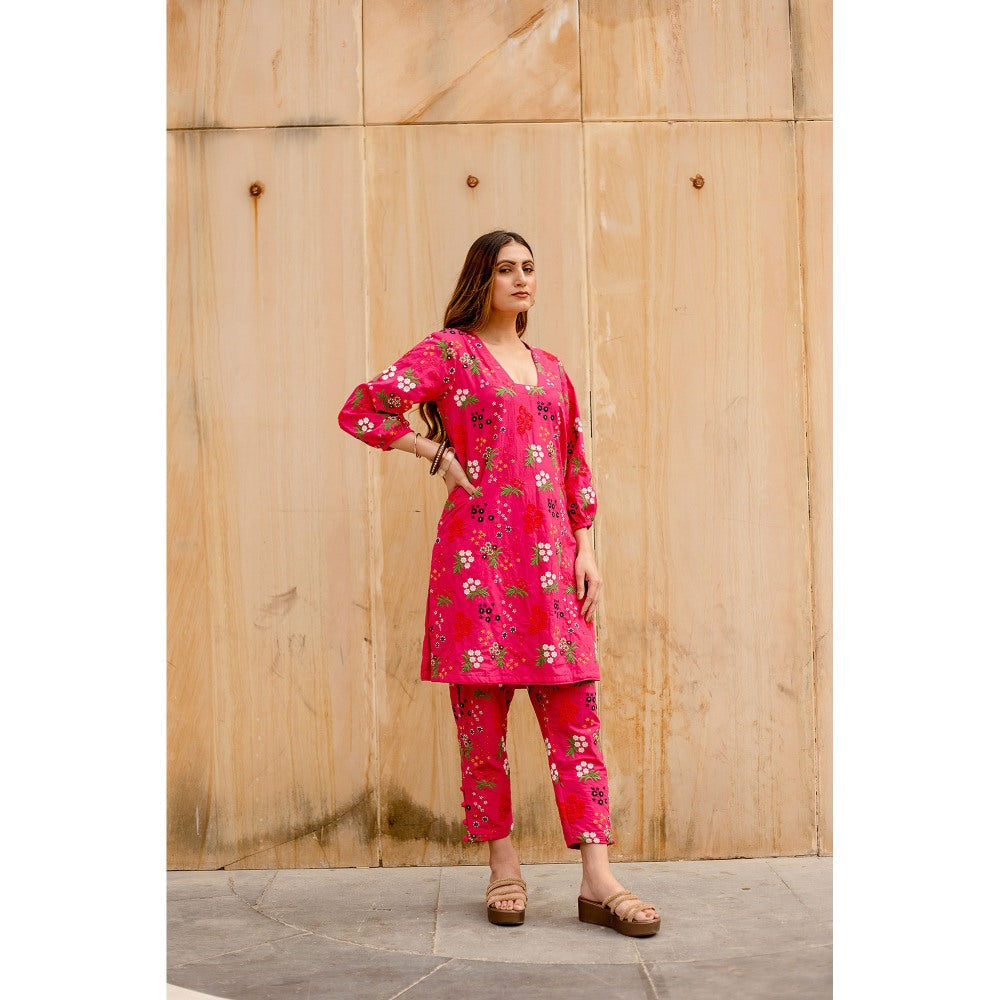 Gulabo Jaipur Garden Pink Kurta with Pants (Set of 2)
