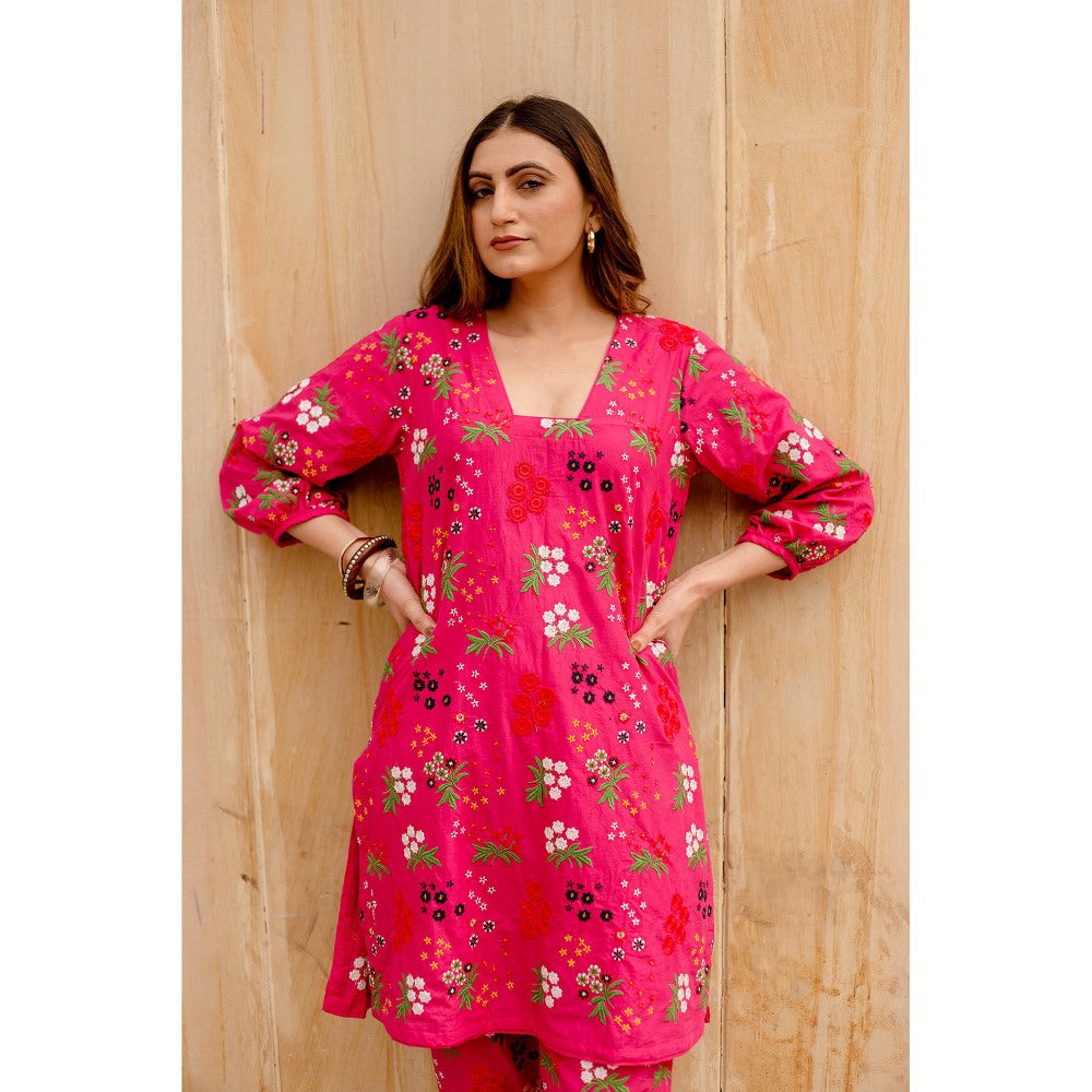 Gulabo Jaipur Garden Pink Kurta with Pants (Set of 2)