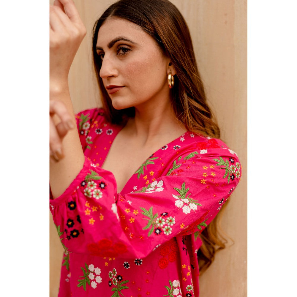 Gulabo Jaipur Garden Pink Kurta with Pants (Set of 2)