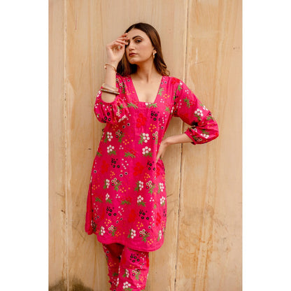 Gulabo Jaipur Garden Pink Kurta with Pants (Set of 2)
