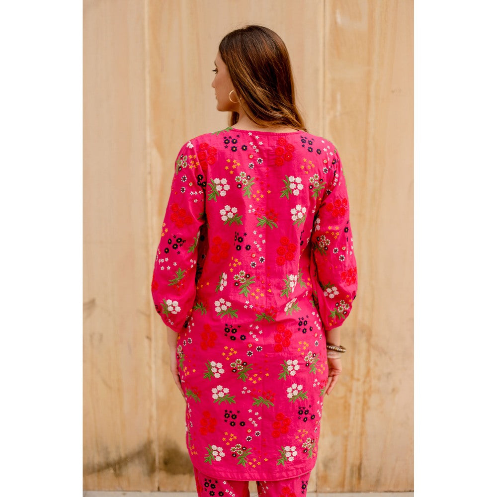 Gulabo Jaipur Garden Pink Kurta with Pants (Set of 2)