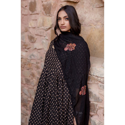 Gulabo Jaipur Padma Black Anarkali Kurta with Pants & Dupatta (Set of 3)