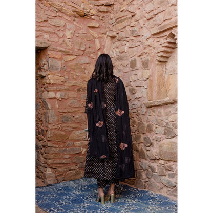 Gulabo Jaipur Padma Black Anarkali Kurta with Pants & Dupatta (Set of 3)