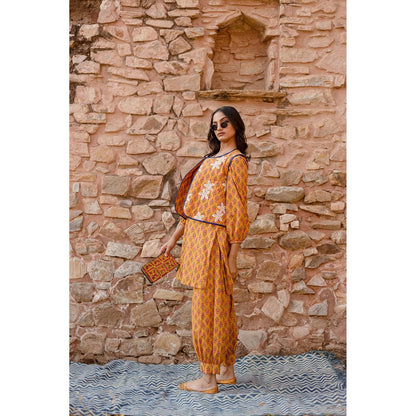 Gulabo Jaipur Qia Yellow Kurta with Pants & Jacket (Set of 3)
