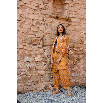 Gulabo Jaipur Qia Yellow Kurta with Pants & Jacket (Set of 3)