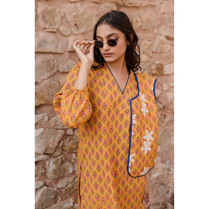 Gulabo Jaipur Qia Yellow Kurta with Pants & Jacket (Set of 3)